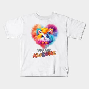 Fluffy: "You are awsome" collorful, cute, furry animals Kids T-Shirt